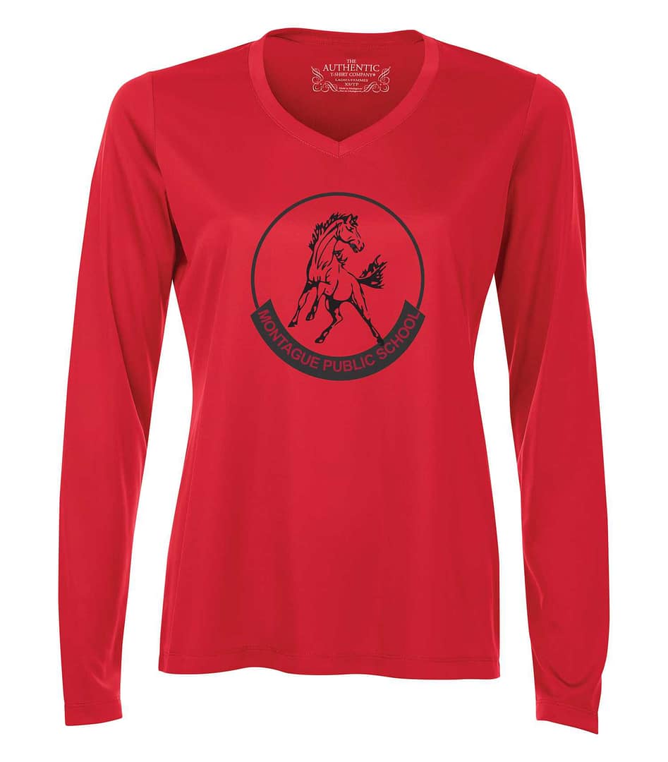 V-Neck Ladies Performance Long Sleeve T-Shirt - Image 2