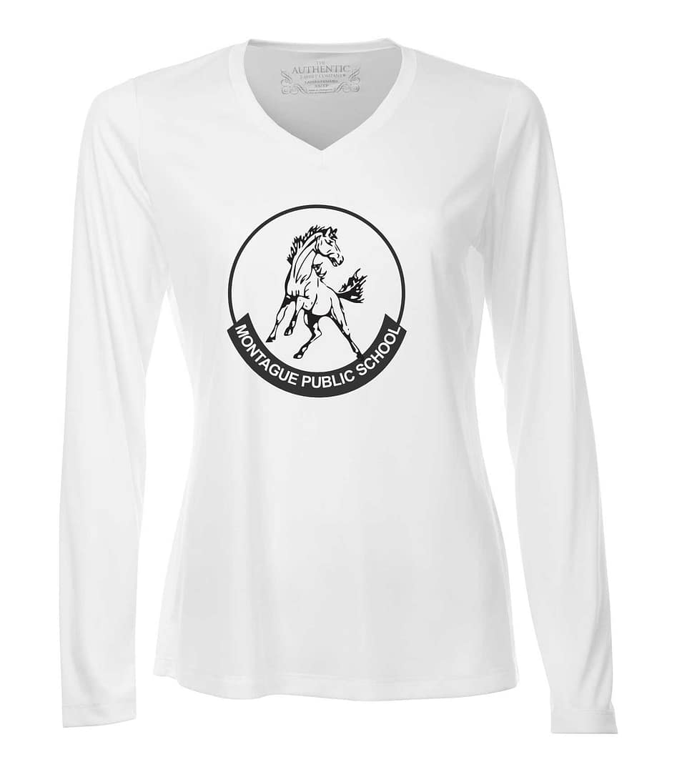 V-Neck Ladies Performance Long Sleeve T-Shirt - Image 3